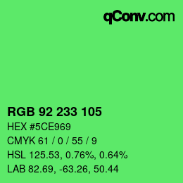 カラーコード: RGB 92 233 105 | qconv.com