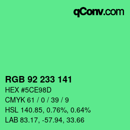 Color code: RGB 92 233 141 | qconv.com