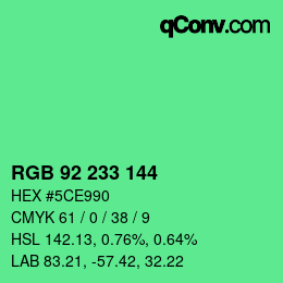 カラーコード: RGB 92 233 144 | qconv.com