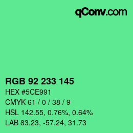 Color code: RGB 92 233 145 | qconv.com