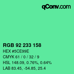 カラーコード: RGB 92 233 158 | qconv.com