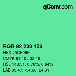 Color code: RGB 92 233 159 | qconv.com