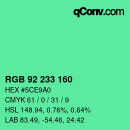 カラーコード: RGB 92 233 160 | qconv.com