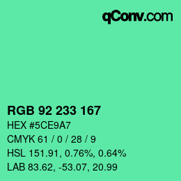 カラーコード: RGB 92 233 167 | qconv.com