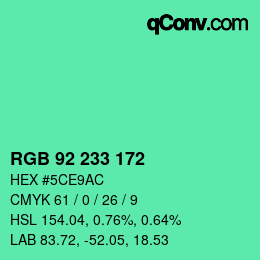 Color code: RGB 92 233 172 | qconv.com