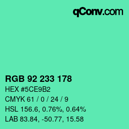 カラーコード: RGB 92 233 178 | qconv.com
