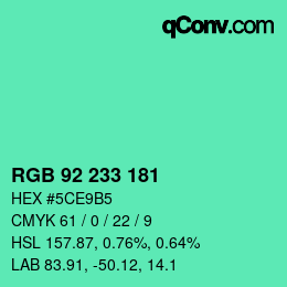 カラーコード: RGB 92 233 181 | qconv.com
