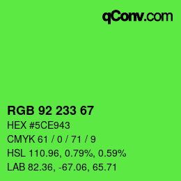 カラーコード: RGB 92 233 67 | qconv.com