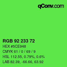 Color code: RGB 92 233 72 | qconv.com