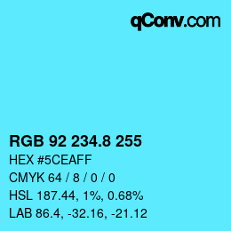 カラーコード: RGB 92 234.8 255 | qconv.com