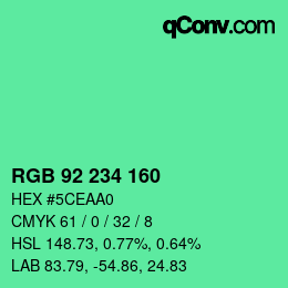 カラーコード: RGB 92 234 160 | qconv.com
