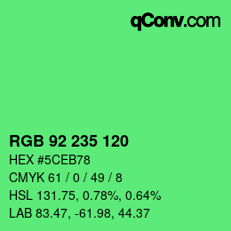颜色代码: RGB 92 235 120 | qconv.com