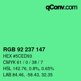 Color code: RGB 92 237 147 | qconv.com