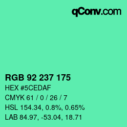 Color code: RGB 92 237 175 | qconv.com