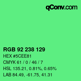 カラーコード: RGB 92 238 129 | qconv.com
