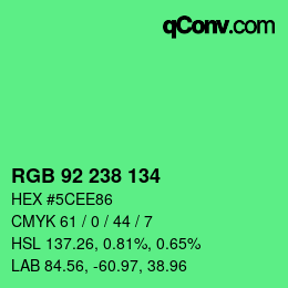 Color code: RGB 92 238 134 | qconv.com