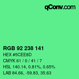 Color code: RGB 92 238 141 | qconv.com