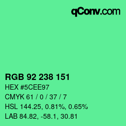 Color code: RGB 92 238 151 | qconv.com