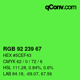 颜色代码: RGB 92 239 67 | qconv.com