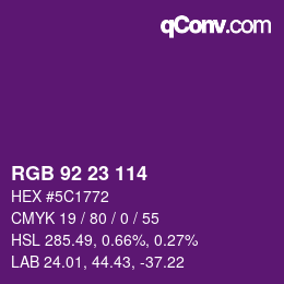 Color code: RGB 92 23 114 | qconv.com