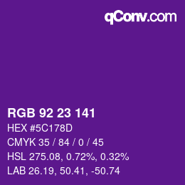 カラーコード: RGB 92 23 141 | qconv.com
