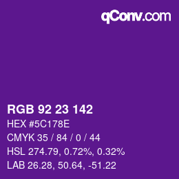 Color code: RGB 92 23 142 | qconv.com