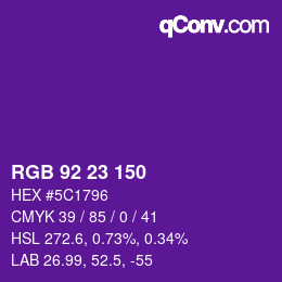 カラーコード: RGB 92 23 150 | qconv.com