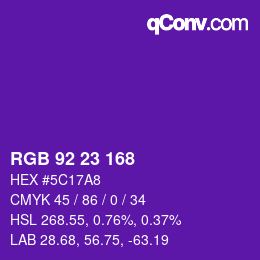 Color code: RGB 92 23 168 | qconv.com