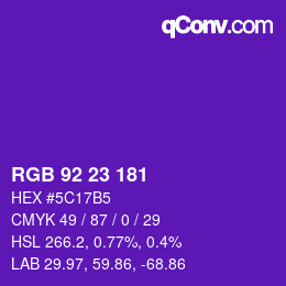 颜色代码: RGB 92 23 181 | qconv.com