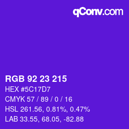 Color code: RGB 92 23 215 | qconv.com