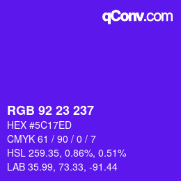 Color code: RGB 92 23 237 | qconv.com