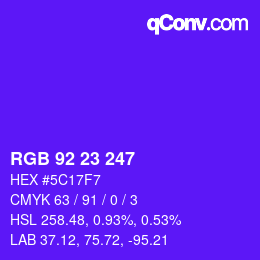 カラーコード: RGB 92 23 247 | qconv.com