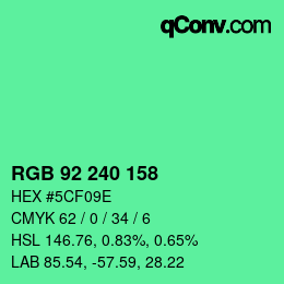 颜色代码: RGB 92 240 158 | qconv.com