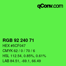 Color code: RGB 92 240 71 | qconv.com