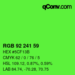 Color code: RGB 92 241 59 | qconv.com