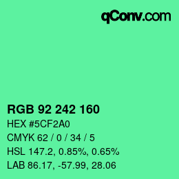 カラーコード: RGB 92 242 160 | qconv.com