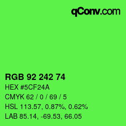 颜色代码: RGB 92 242 74 | qconv.com