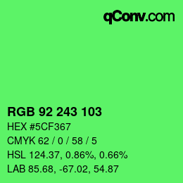 Color code: RGB 92 243 103 | qconv.com