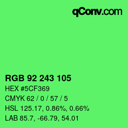 カラーコード: RGB 92 243 105 | qconv.com