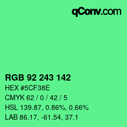 カラーコード: RGB 92 243 142 | qconv.com