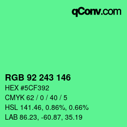 カラーコード: RGB 92 243 146 | qconv.com