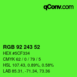 Color code: RGB 92 243 52 | qconv.com