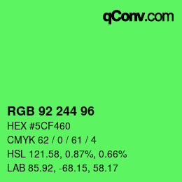 カラーコード: RGB 92 244 96 | qconv.com