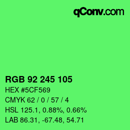 颜色代码: RGB 92 245 105 | qconv.com