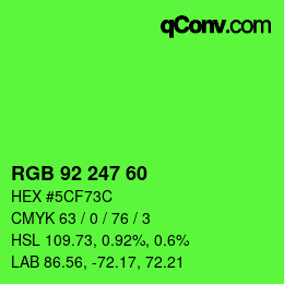 颜色代码: RGB 92 247 60 | qconv.com