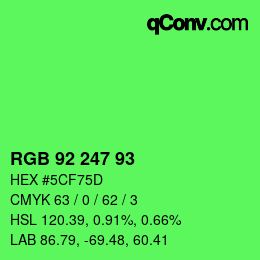 カラーコード: RGB 92 247 93 | qconv.com