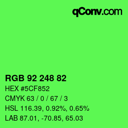 Color code: RGB 92 248 82 | qconv.com
