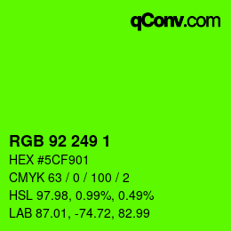 颜色代码: RGB 92 249 1 | qconv.com