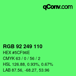 Color code: RGB 92 249 110 | qconv.com