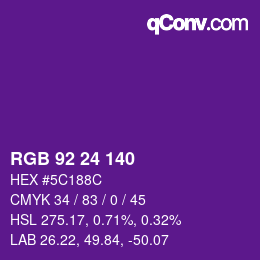 颜色代码: RGB 92 24 140 | qconv.com